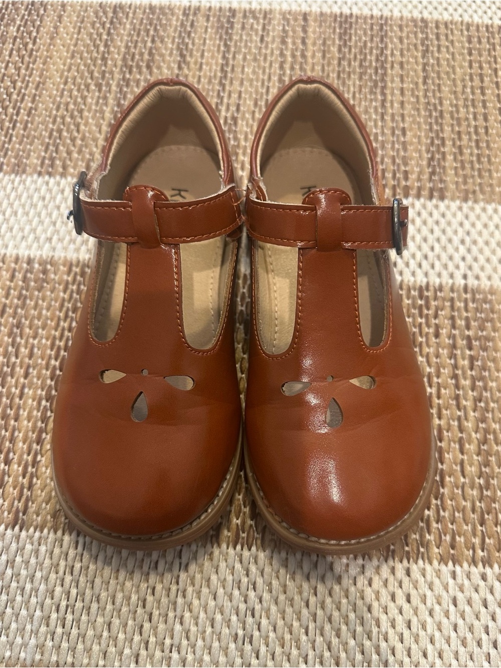 Girls' Classic T-Strap Dress Shoes in Cognac Brown